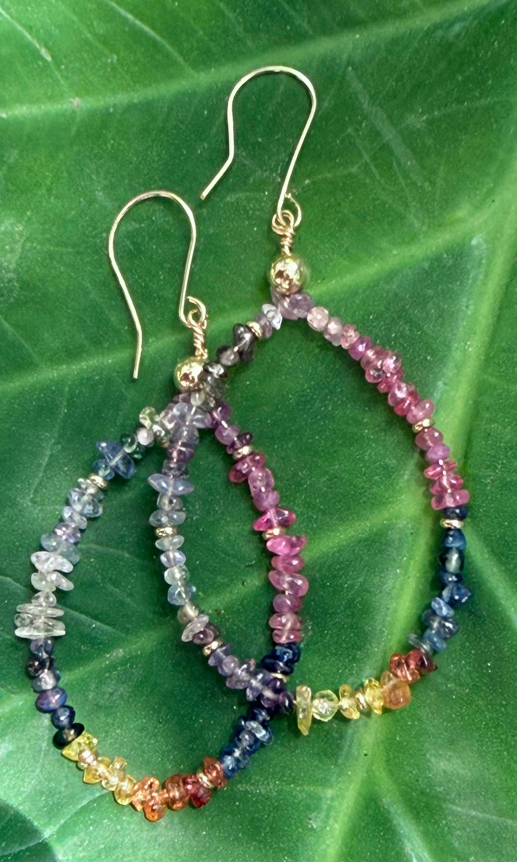 Multicolor sapphire hoop earrings