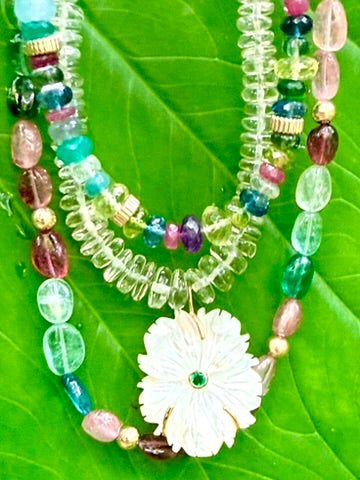 Green Amethyst Necklace with Pendant