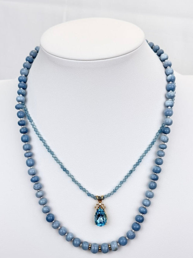 Blue Topaz with Aquamarine beaded Necklace