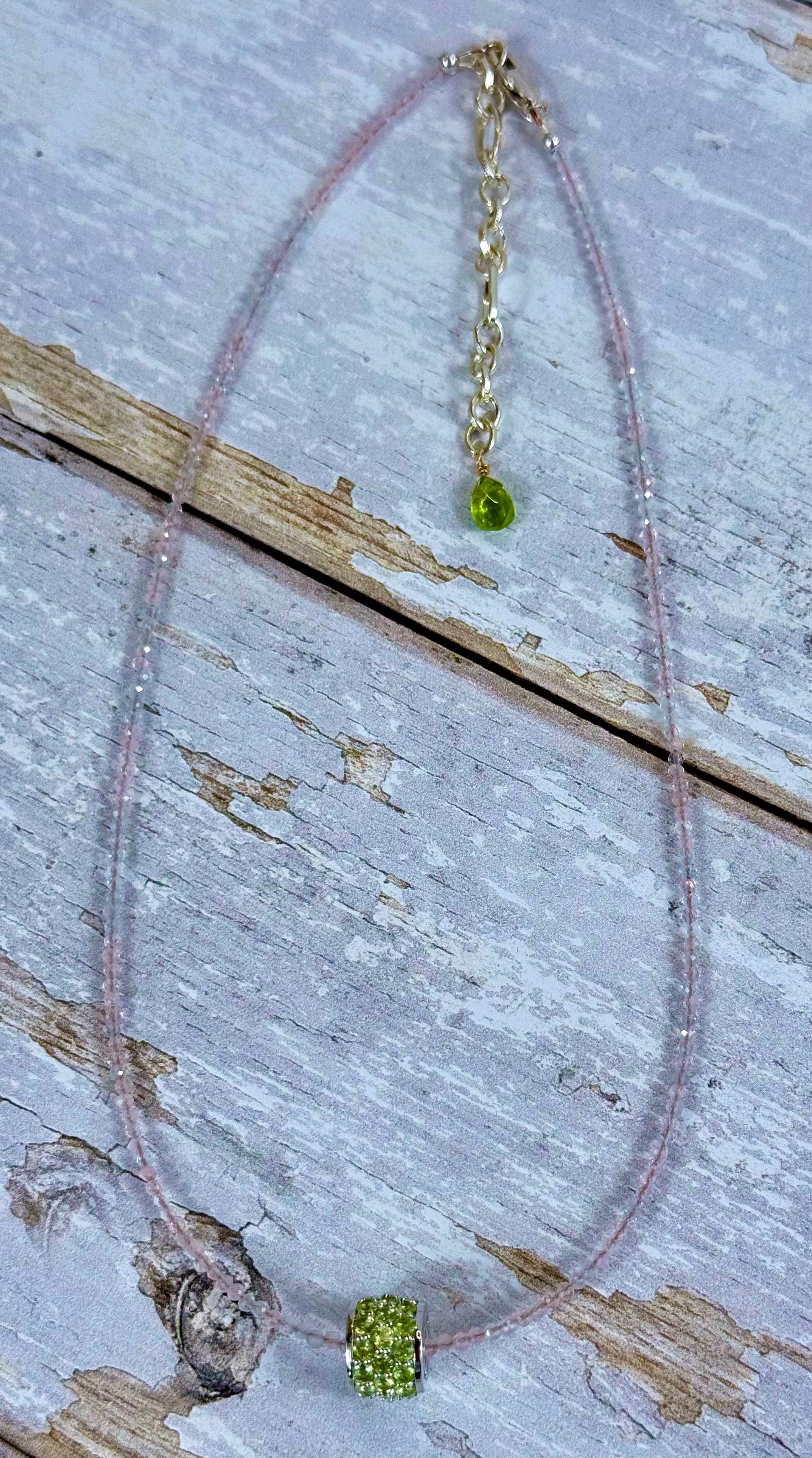 Morganite and Peridot necklace