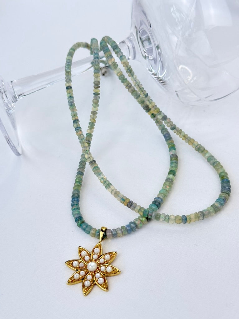Blue Opal necklace with pendant