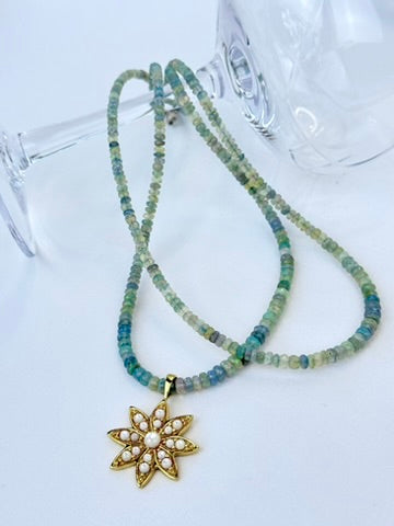 Antique Blue Ethiopian Opal Necklace