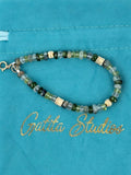 Multi gemstone bracelet with corrugated rondelles