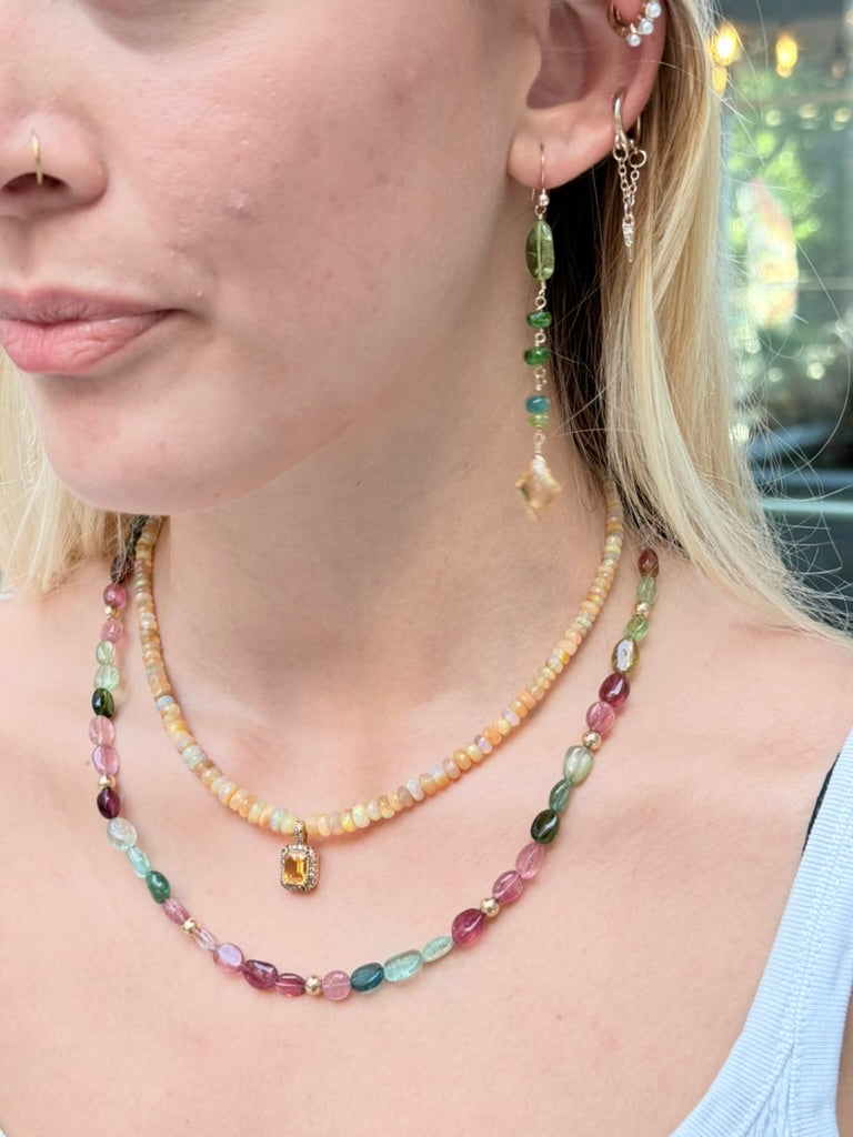 Peridot and citrine drop earrings