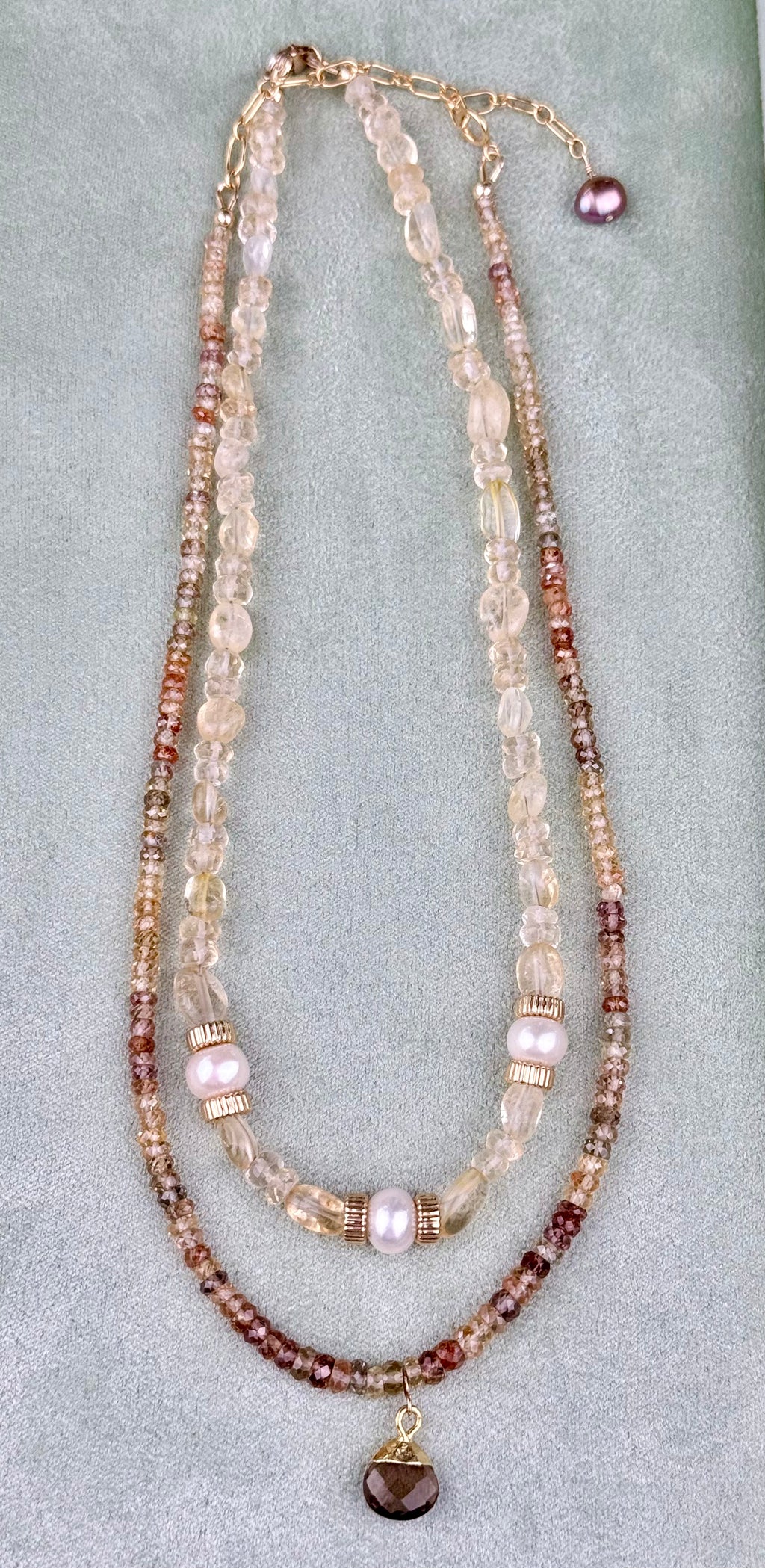 Golden zircon necklace