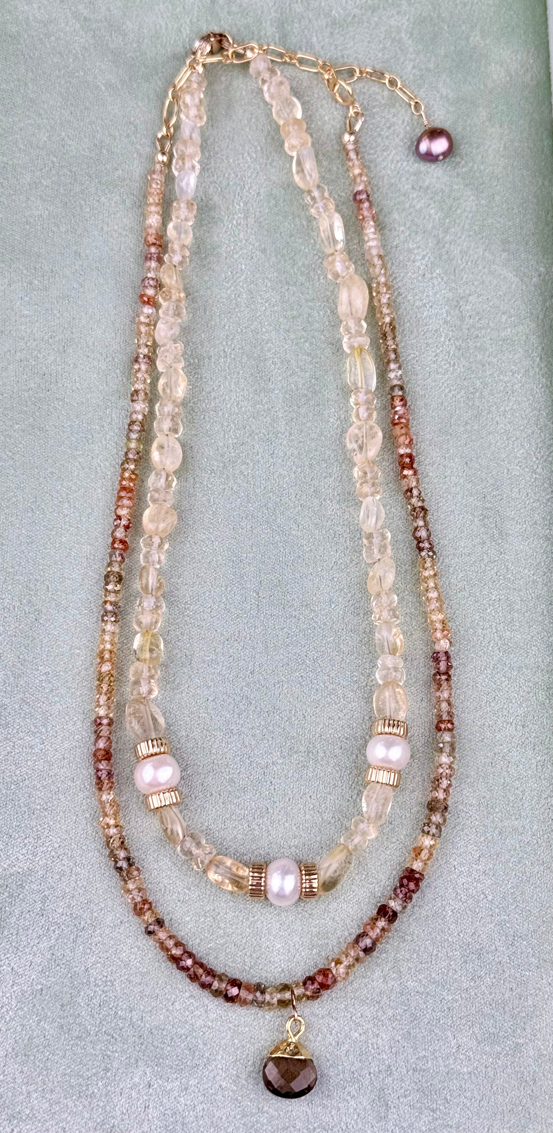 Golden zircon necklace
