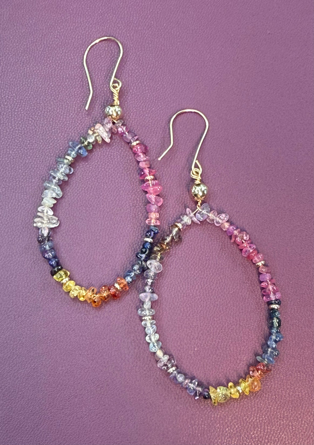 Multicolor sapphire hoop earrings