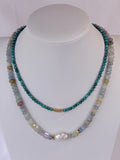 Opaque Aquamarine hand faceted necklace.