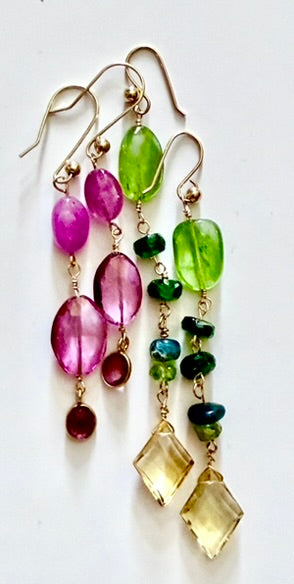 Pink drop earrings