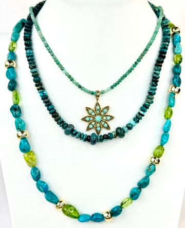 Chunky Turquoise and Peridot Necklace
