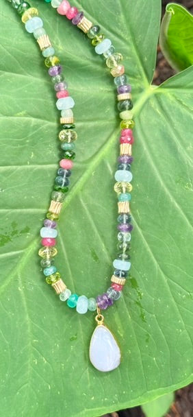 Multi gemstone Necklace with Pendant