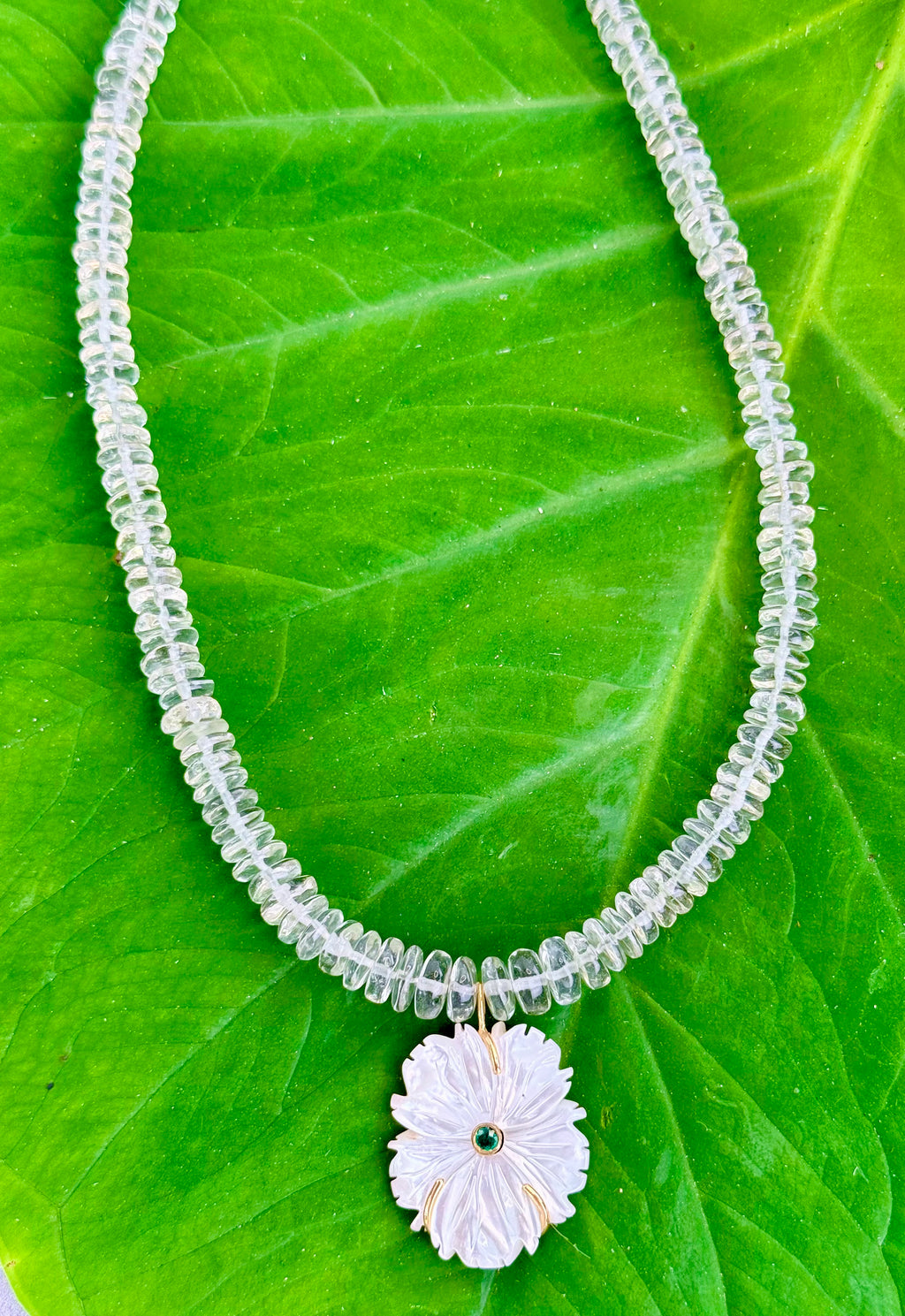 Green Amethyst Necklace with Pendant