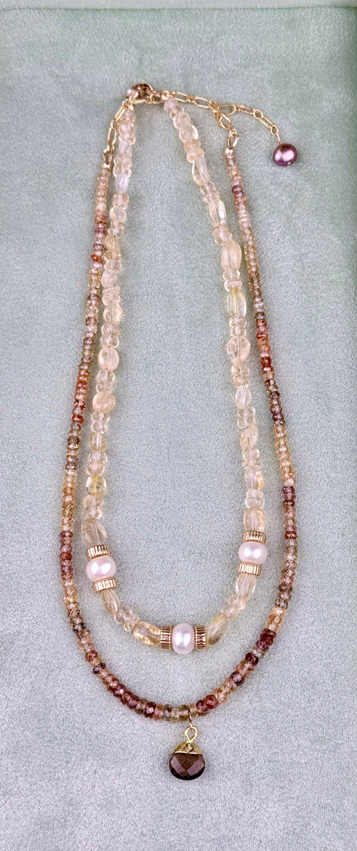 Citrine and Pearl Necklace