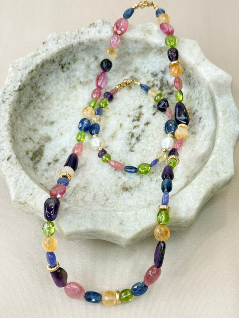 Multi-gemstone necklace
