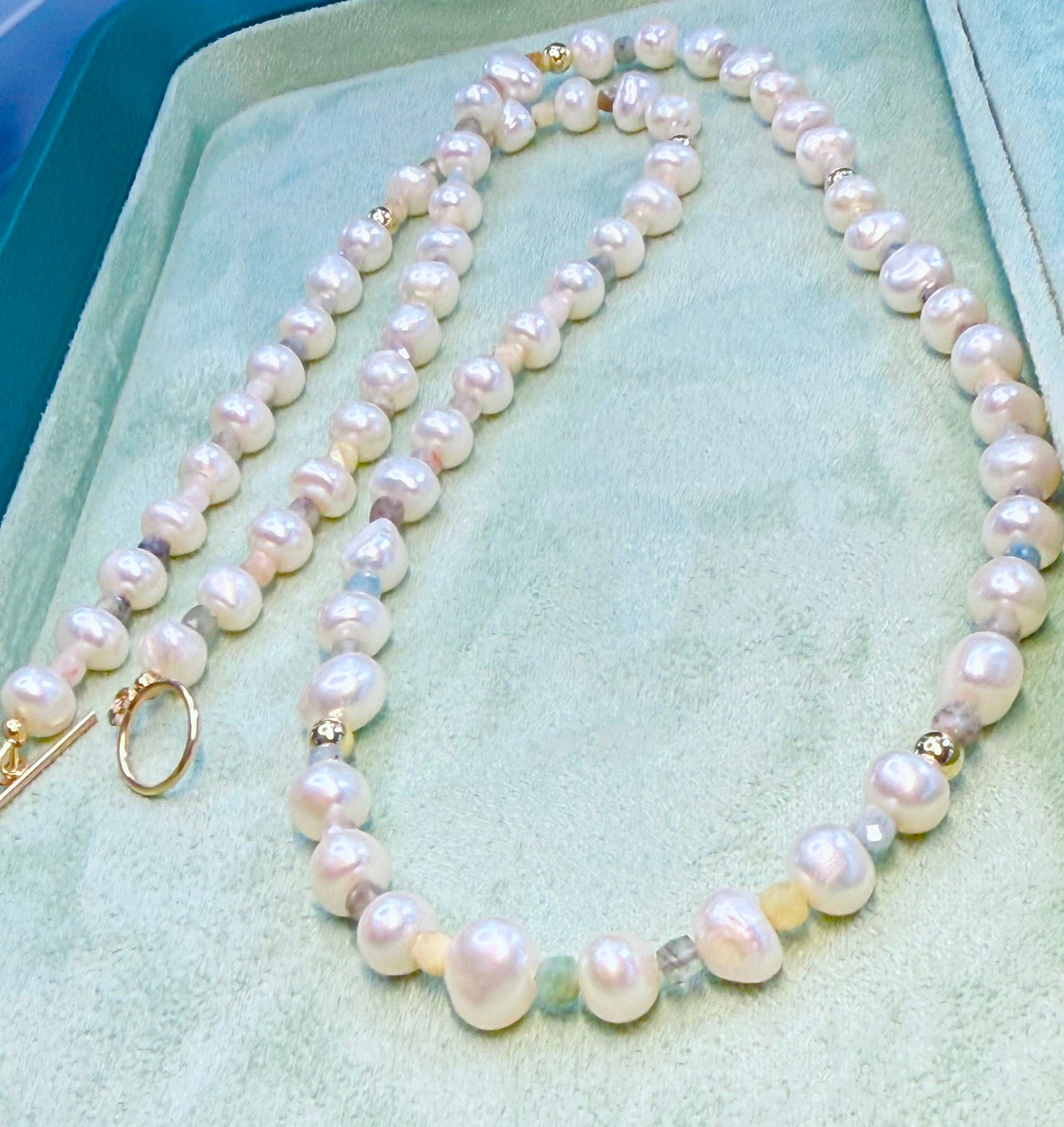 Freshwater Pearl and Australian Opal necklace