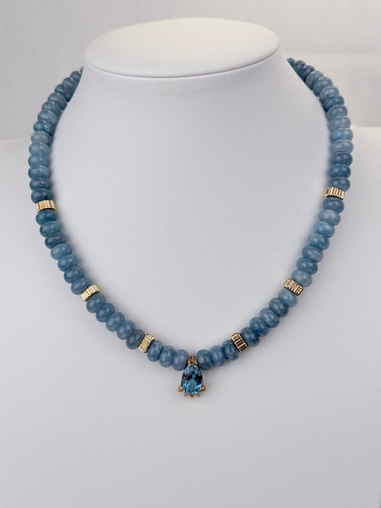 Chalcedony Necklace with Topaz Pendant