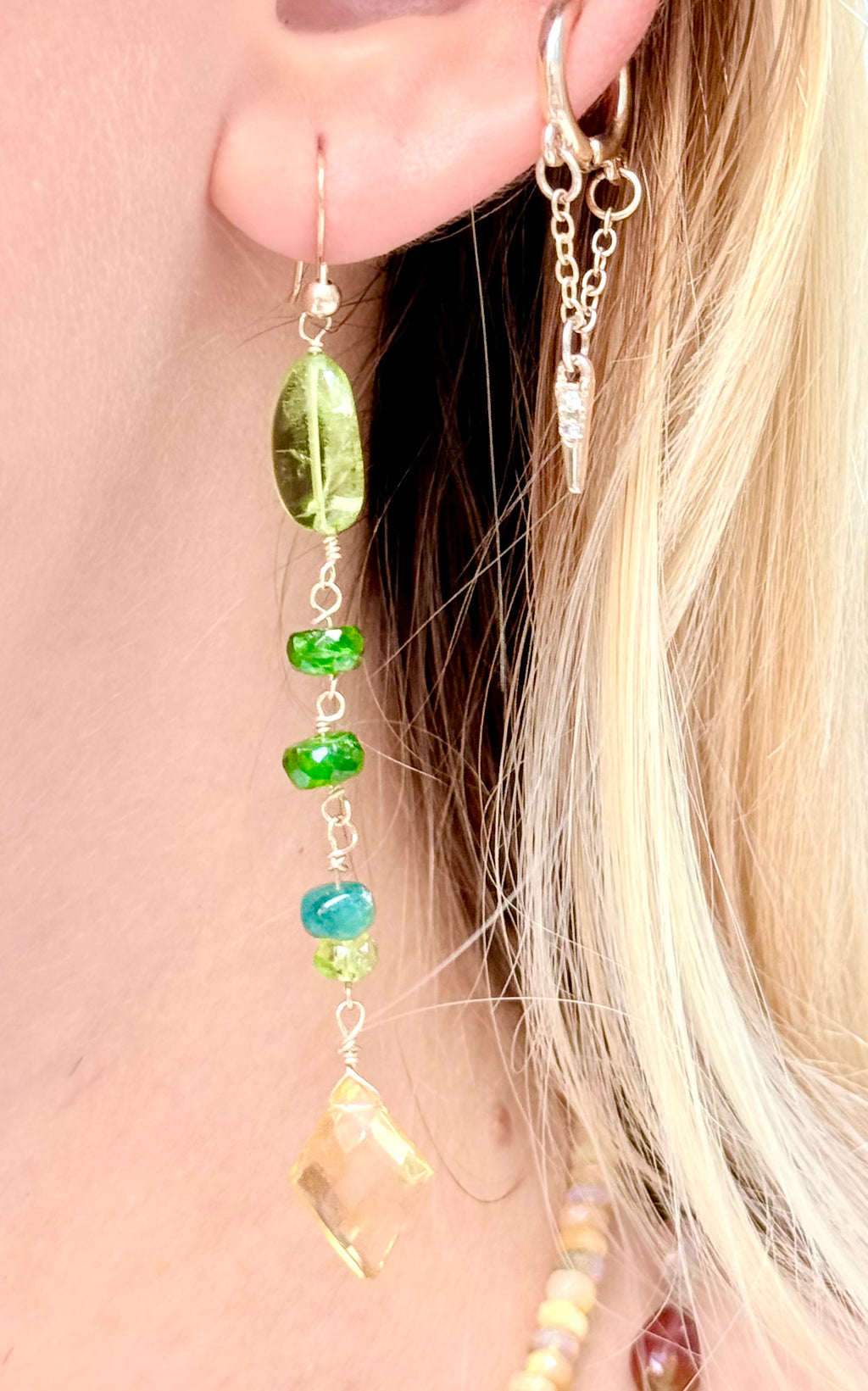 Peridot and citrine drop earrings
