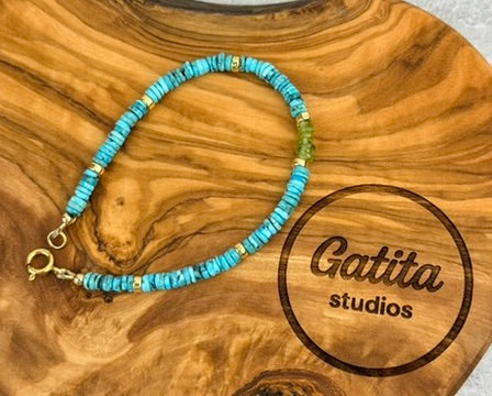 Turquoise and Peridot bracelet
