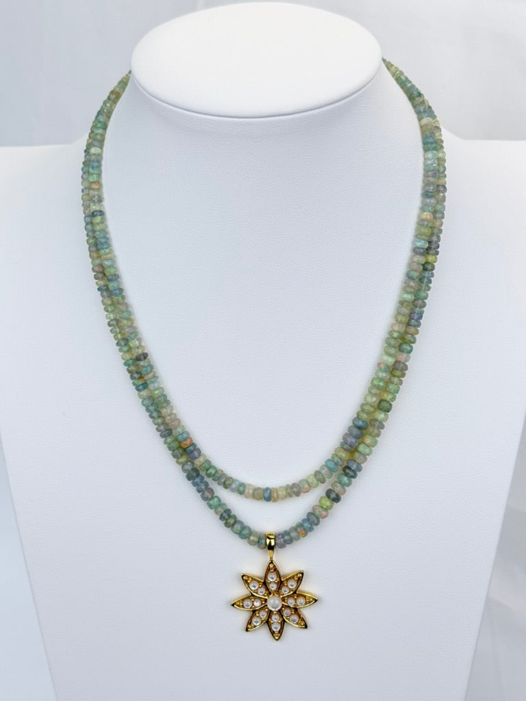 Blue Opal necklace with pendant