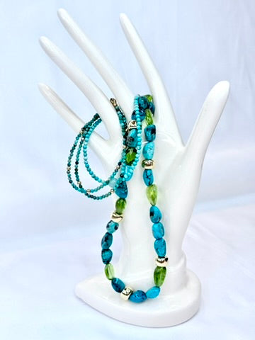 Chunky Turquoise and Peridot Necklace