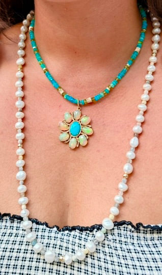 Freshwater Pearl and Australian Opal necklace