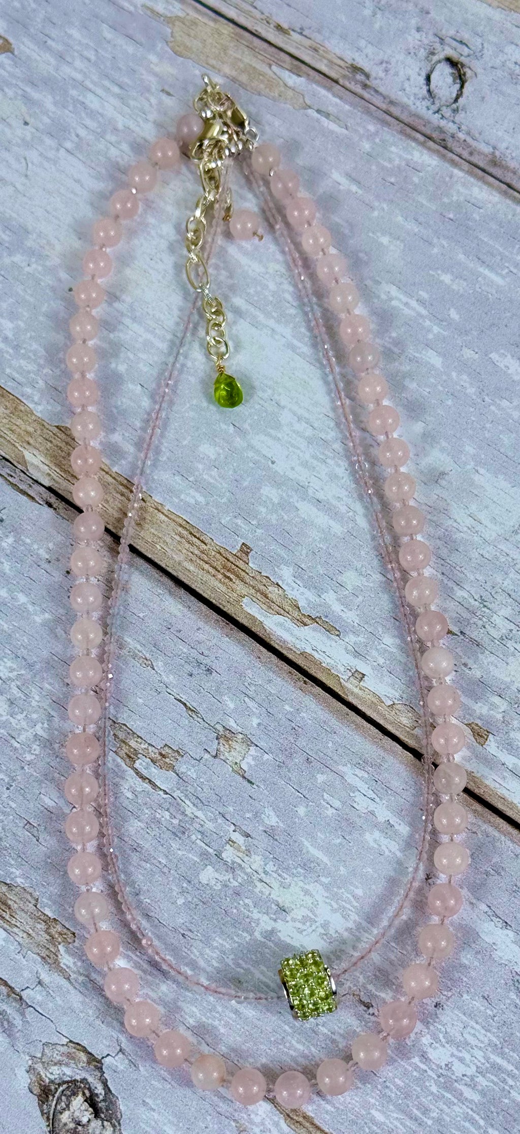 Morganite and Peridot necklace