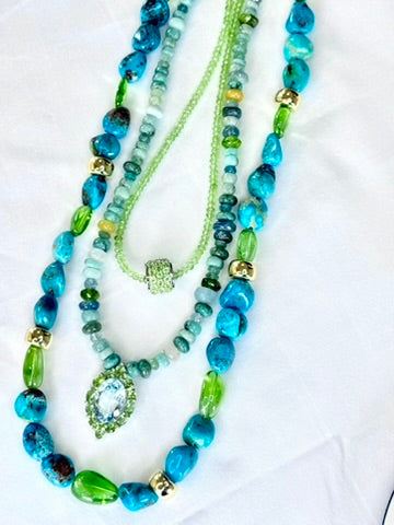 Chunky Turquoise and Peridot Necklace