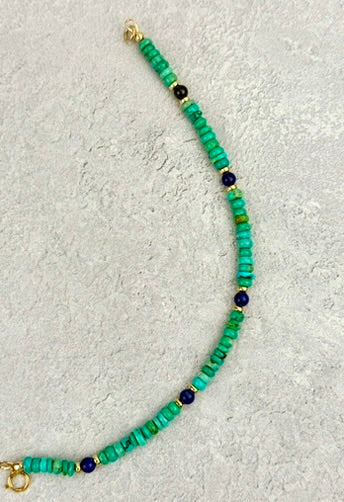 Turquoise and Lapis beaded bracelet