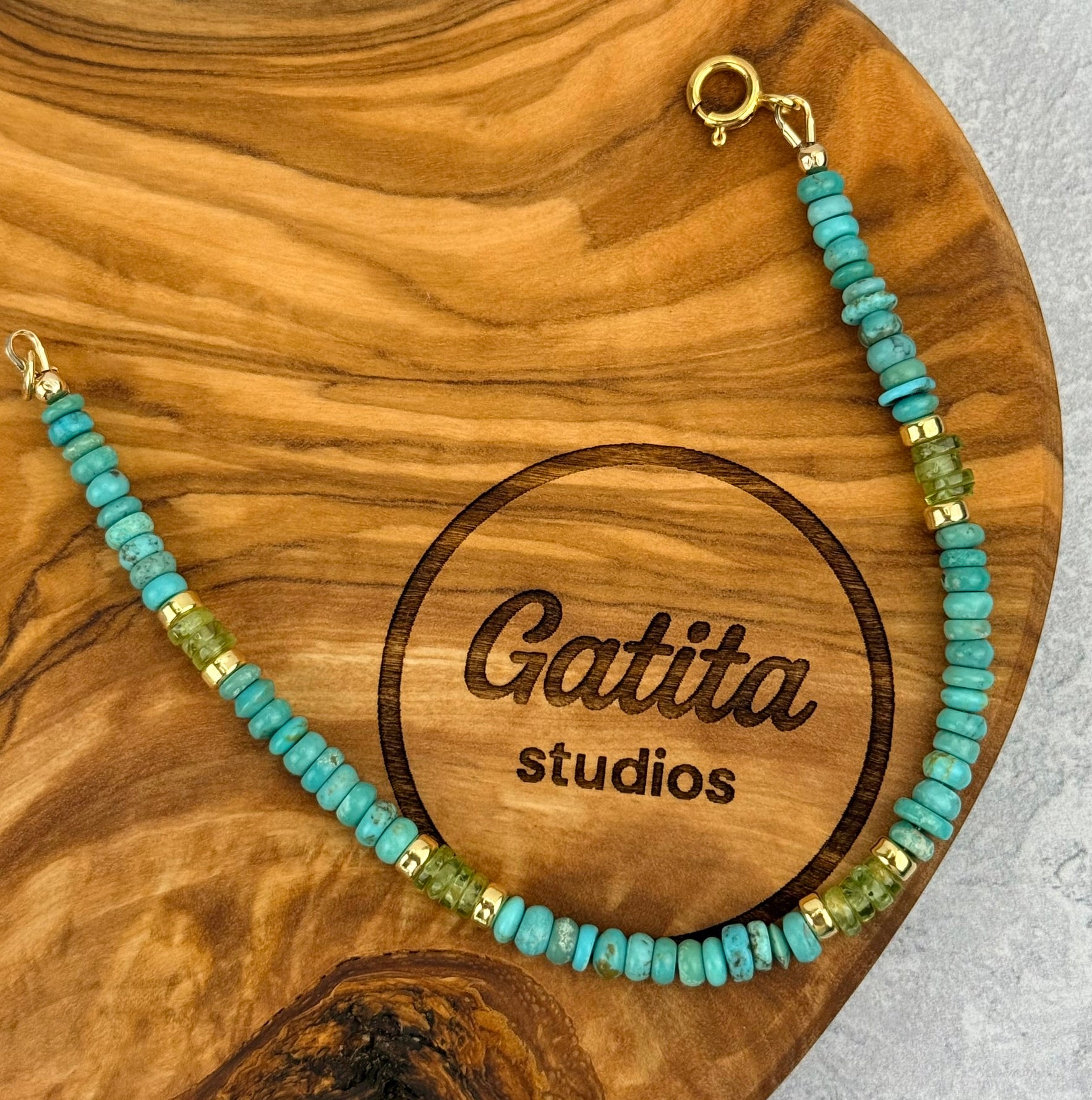 Turquoise and Peridot Bracelet