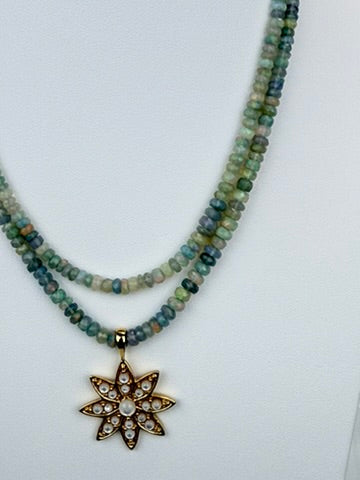 Blue Opal necklace with pendant