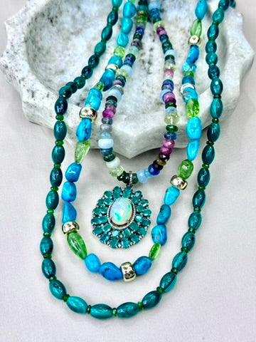 Chunky Turquoise and Peridot Necklace