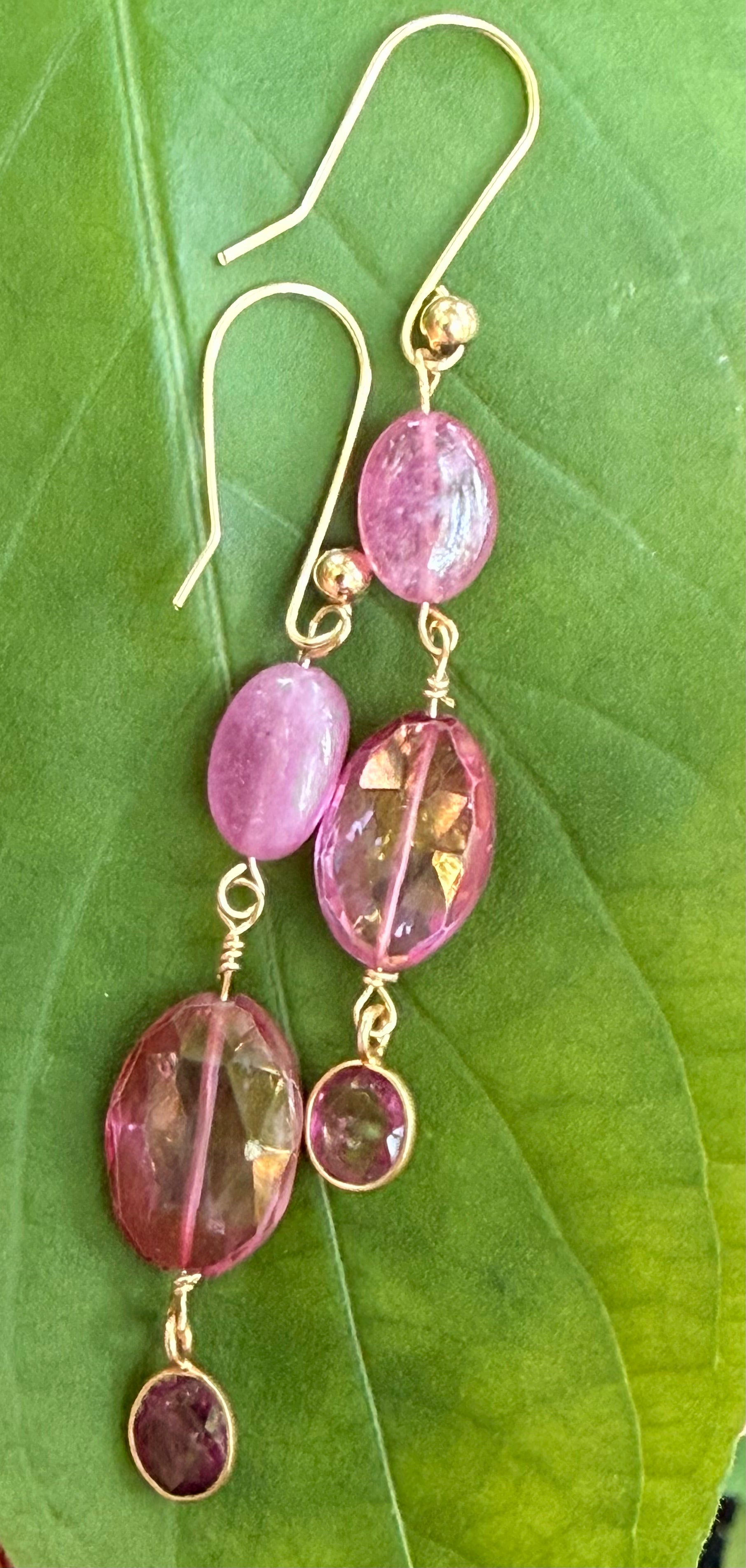 Pink drop earrings