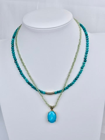 Peridot Necklace with Turquoise Pendant