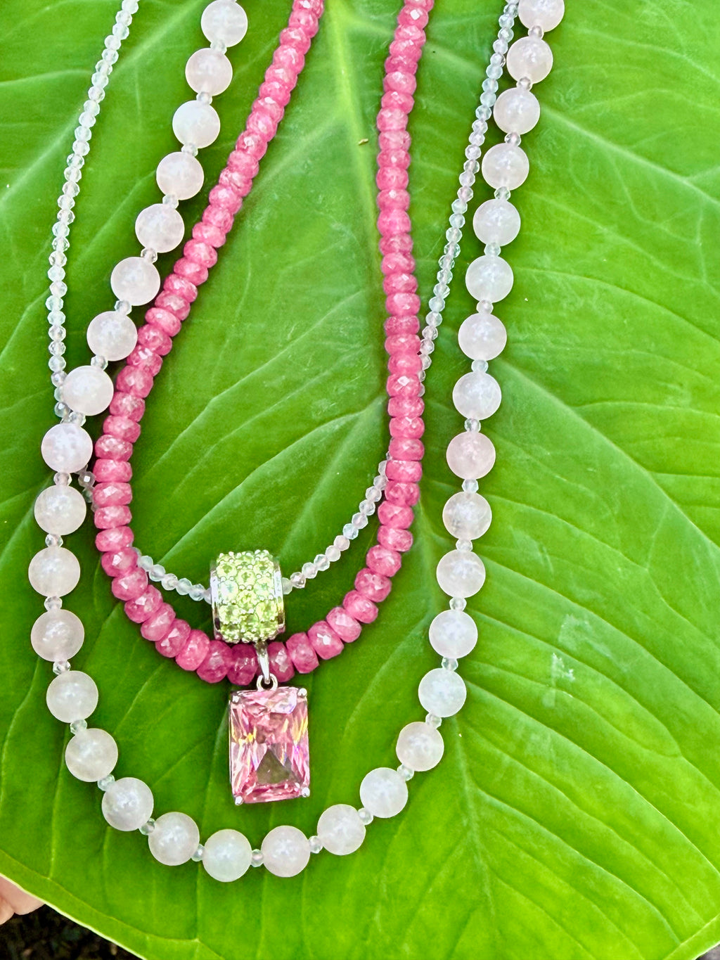 Morganite and Peridot necklace