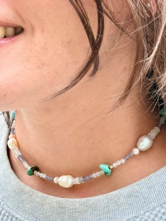 Multi gemstone choker necklace