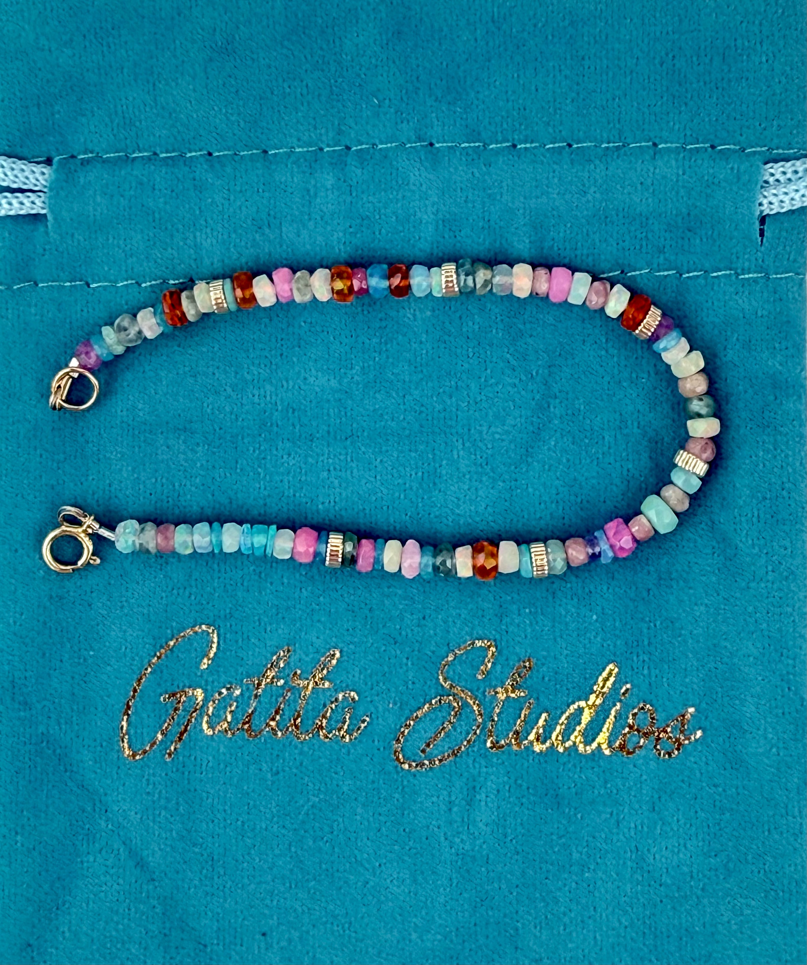 Multicolor Peruvian opal bracelet