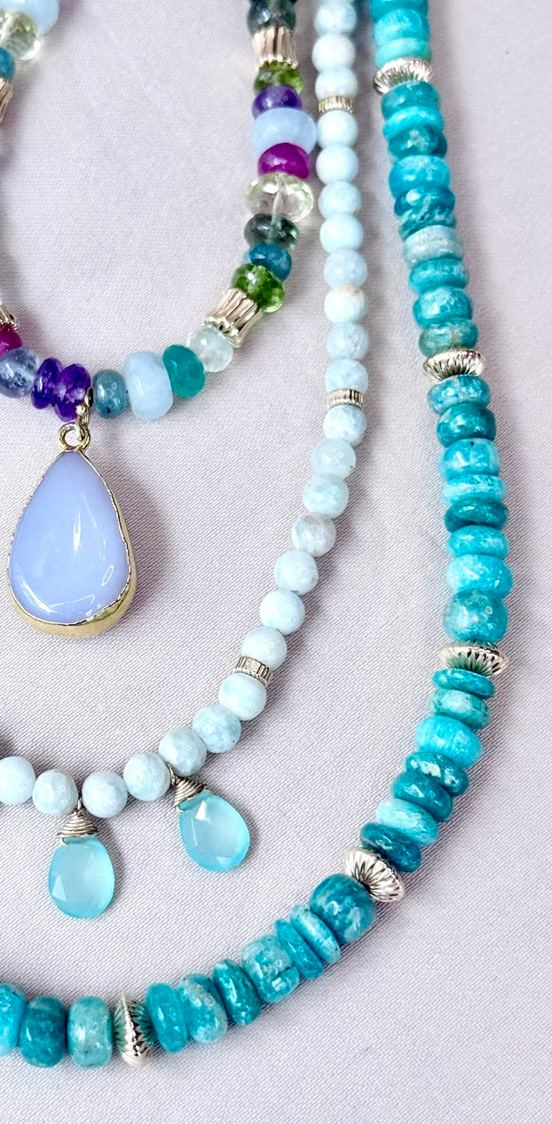 Multi gemstone Necklace with Pendant
