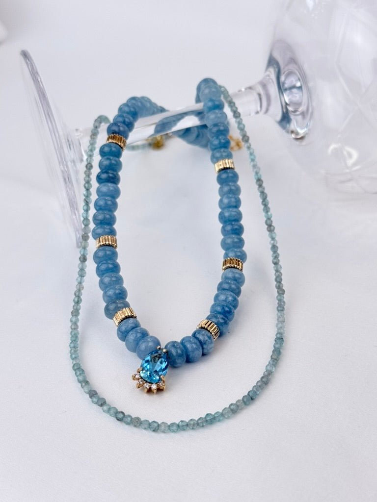 Chalcedony Necklace with Topaz Pendant