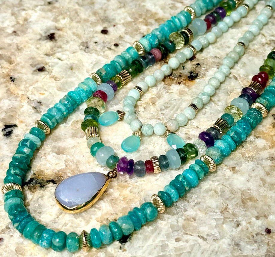 Multi gemstone Necklace with Pendant