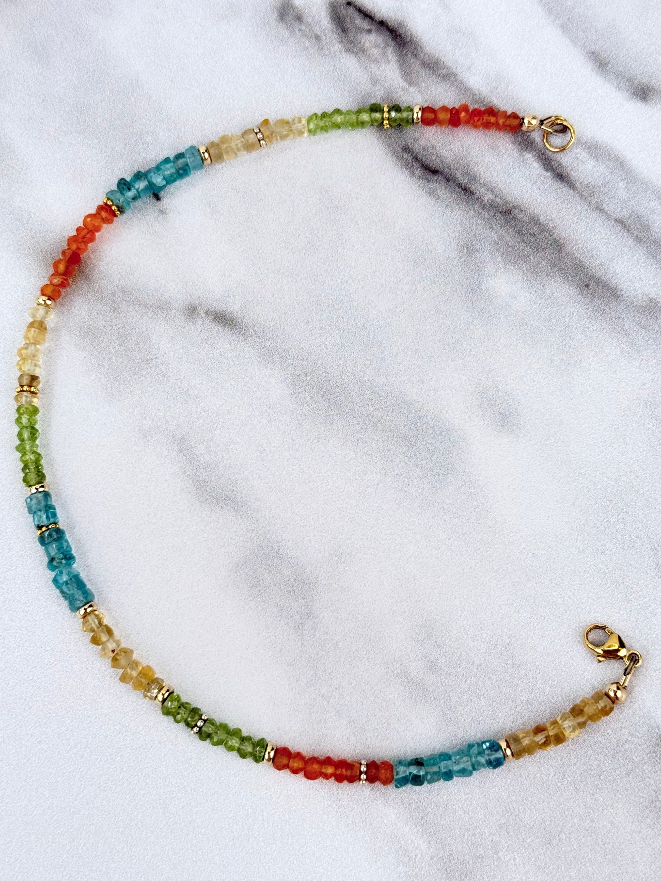 Multi-gemstone anklet