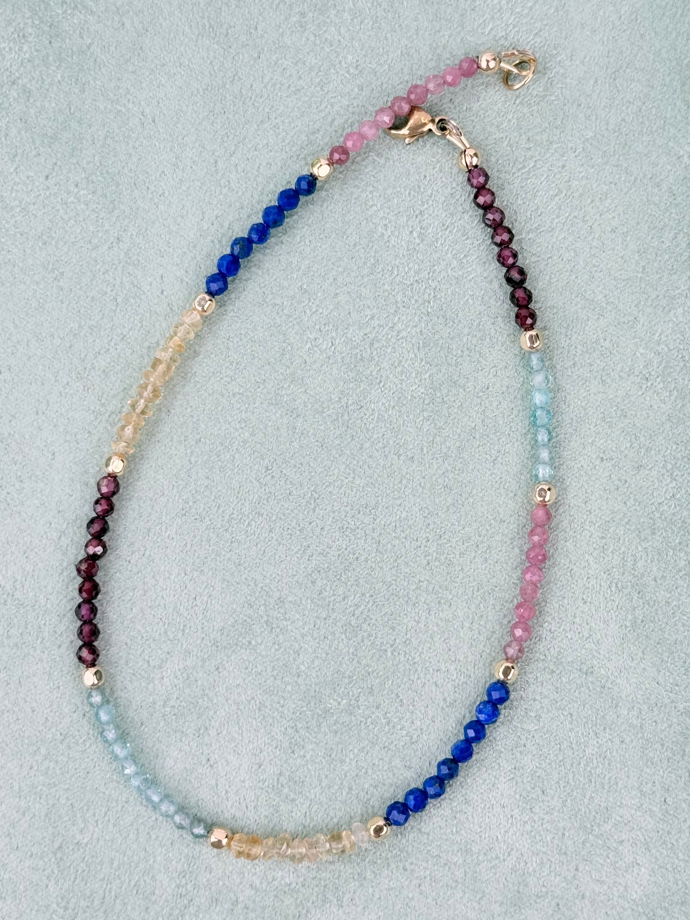 Multi-gemstone anklet