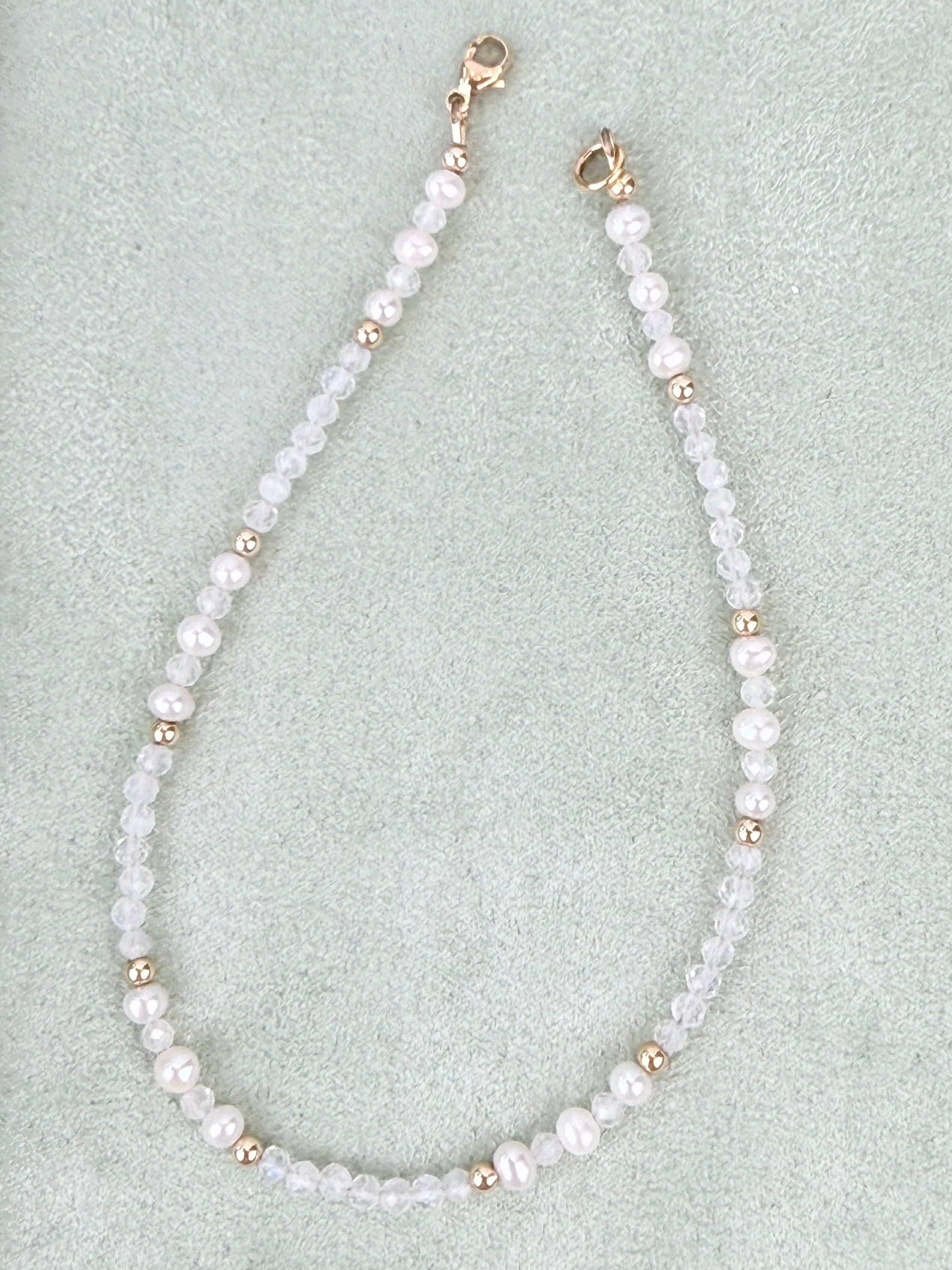 Pearl and Moonstone Anklet