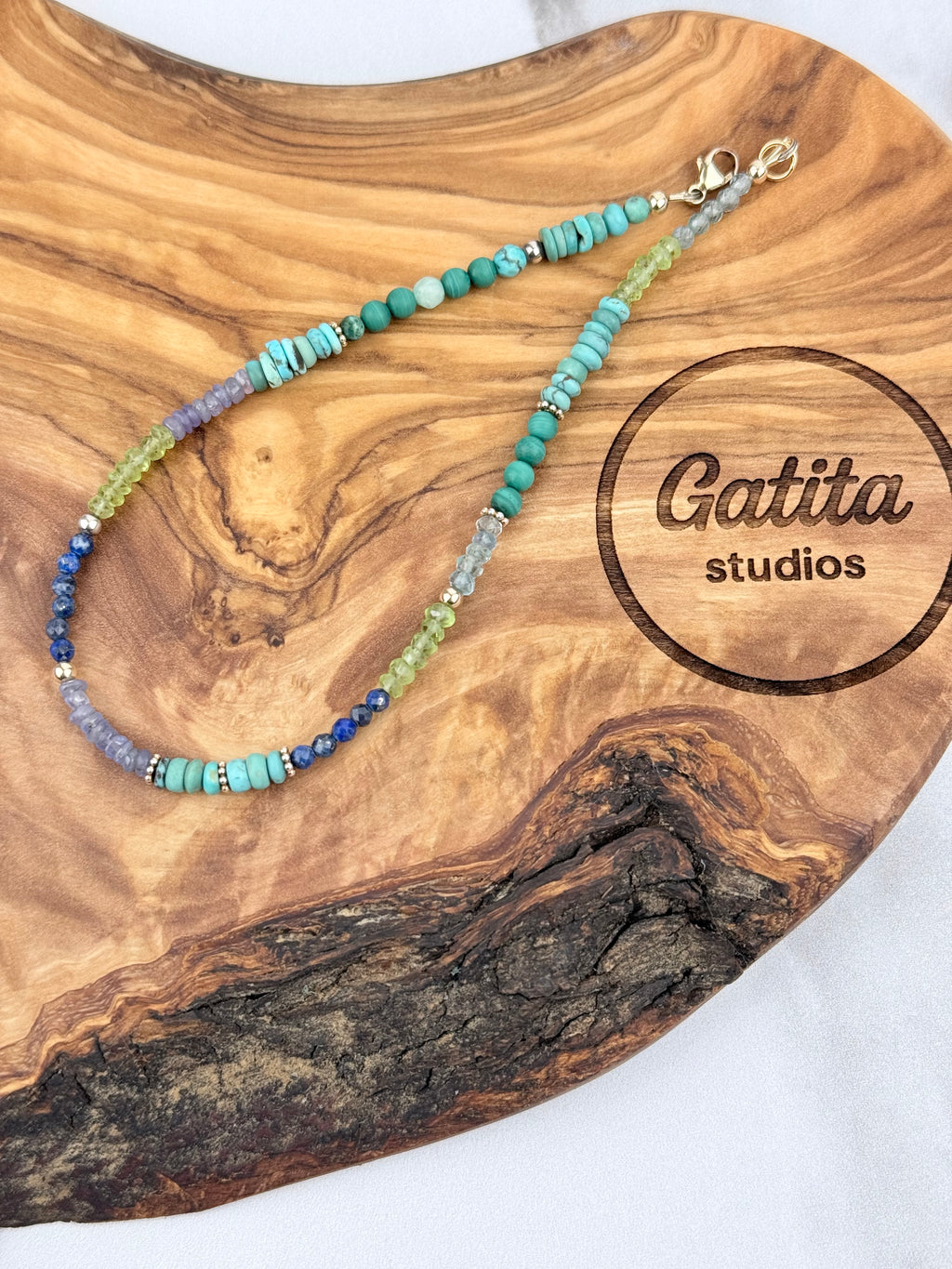 Turquoise and multi gemstone Anklet