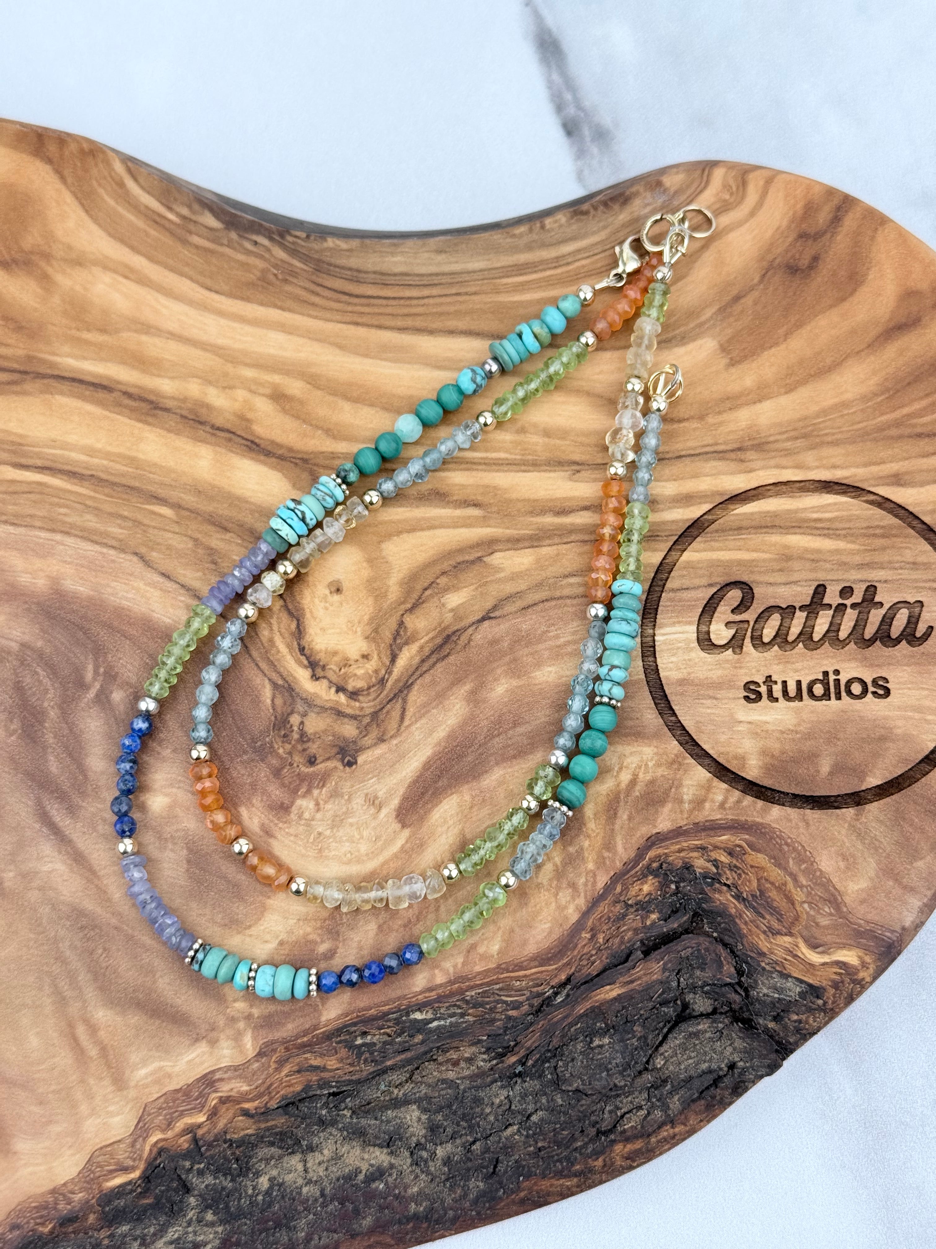 Turquoise and multi gemstone Anklet