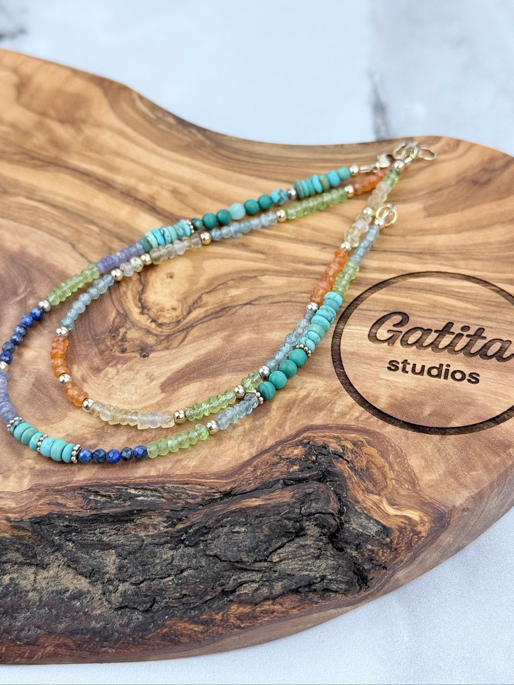 Turquoise and multi gemstone Anklet
