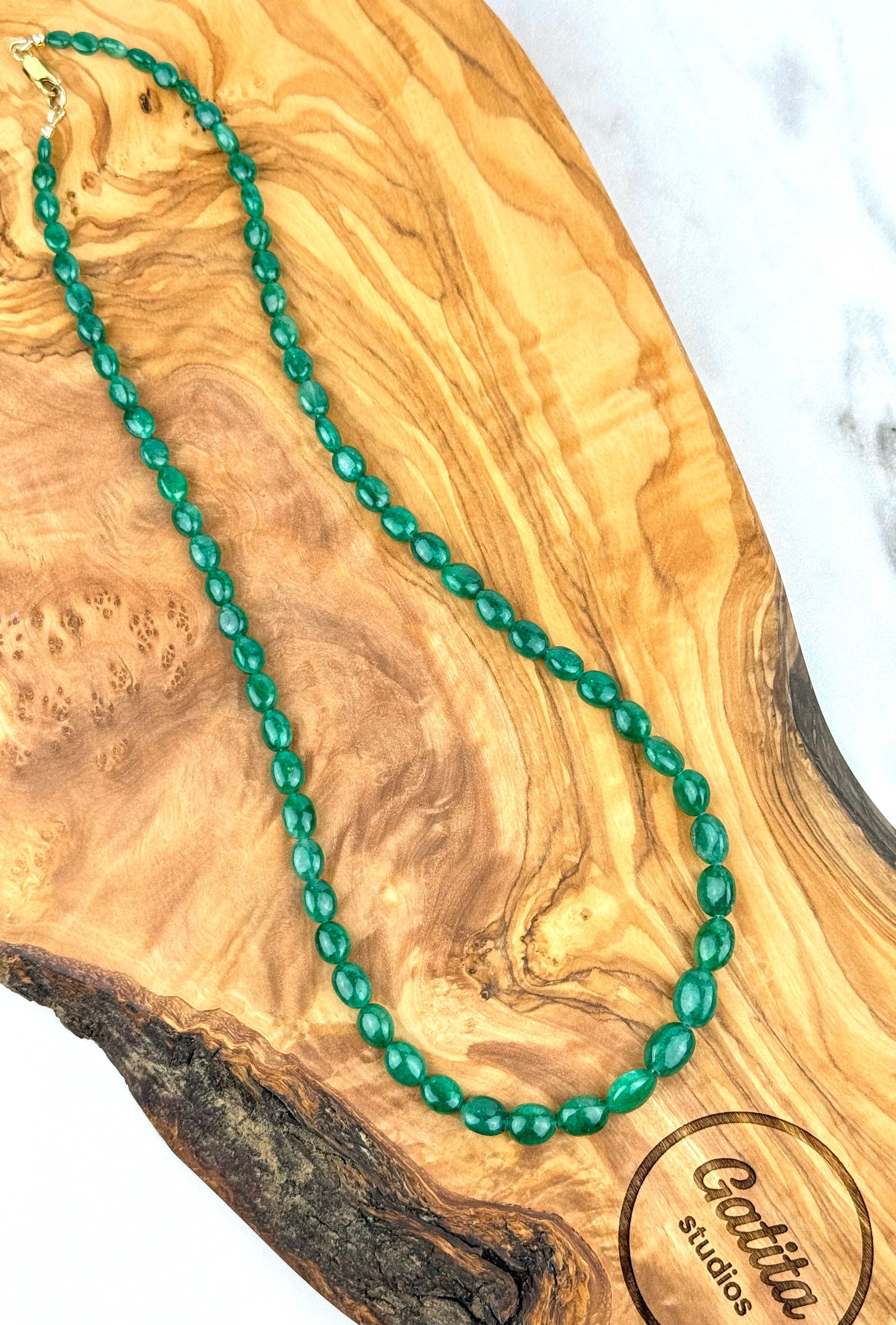 Emerald beaded gemstone necklace