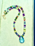 Jewel Tone Multi Gemstone Necklace with Pendant