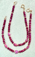 Pink ruby bracelet with gold filled accents