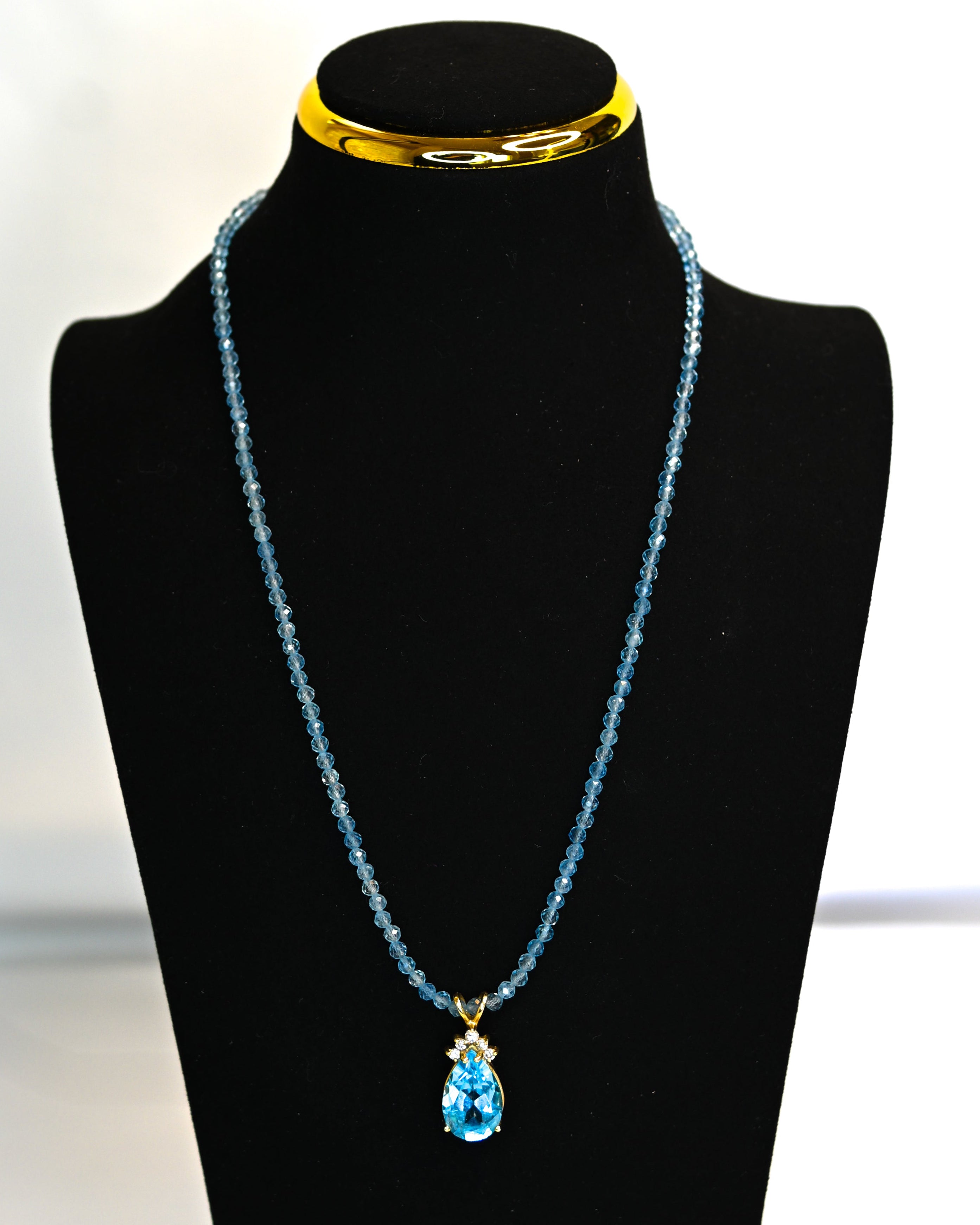 Blue Topaz with Aquamarine beaded Necklace