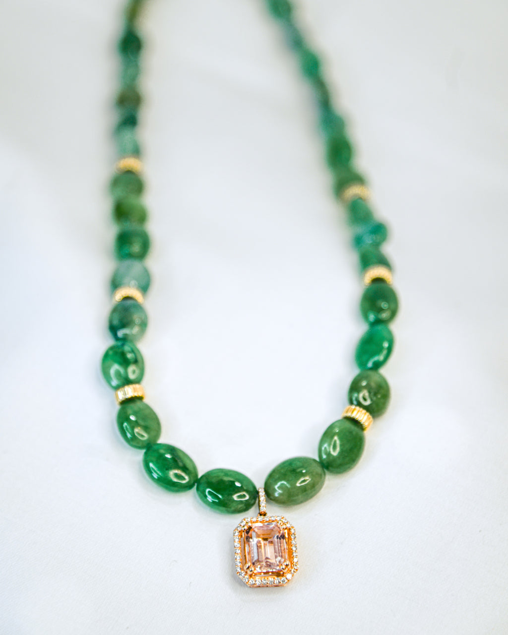 Emerald Necklace with Morganite Pendant